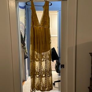 Yellow lace dress with built in shorts